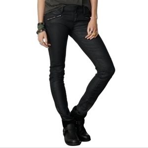 Denim & Supply Black Wax Lawton Skinny Jeans